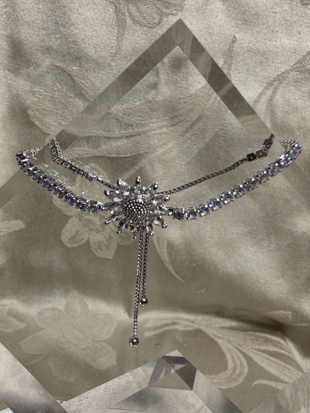 #1240 Swarovski Silver Crystal Sunburst Bolero Bracelet